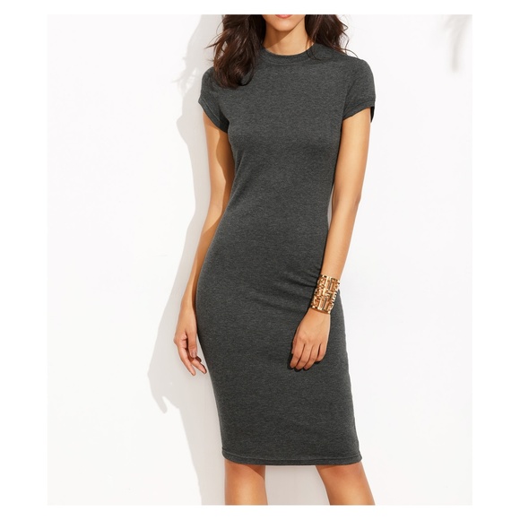 MBM Unlimited Dresses & Skirts - LAST ONE! Grey Crew Neck Bodycon Midi Dress